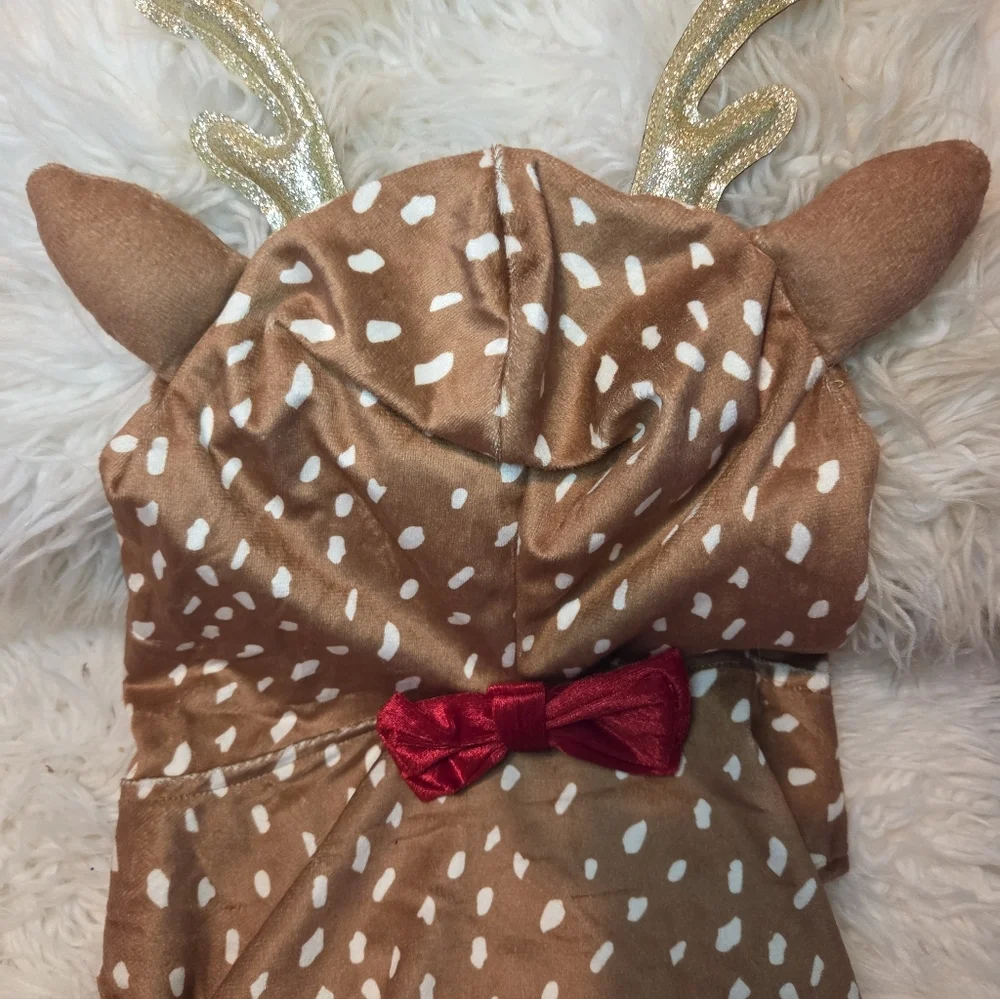 Sweet Cheeks Reindeer Dog Costume Brown White Gold XL